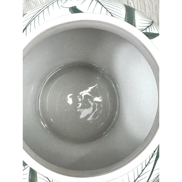 Vintage Chinoiserie Sage Green White Lotus Flower Lidded Ginger Jar For Sale - Image 4 of 7
