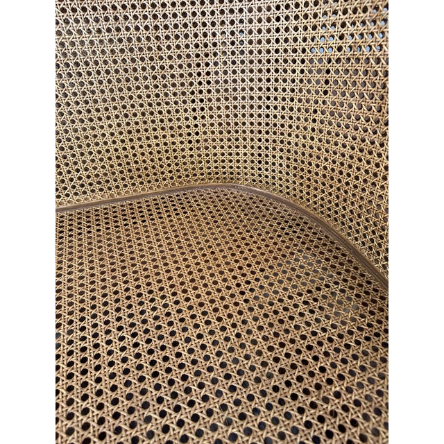 Wood Minton-Spidell Attributed Canework Framed Velvet Sofa For Sale - Image 7 of 10