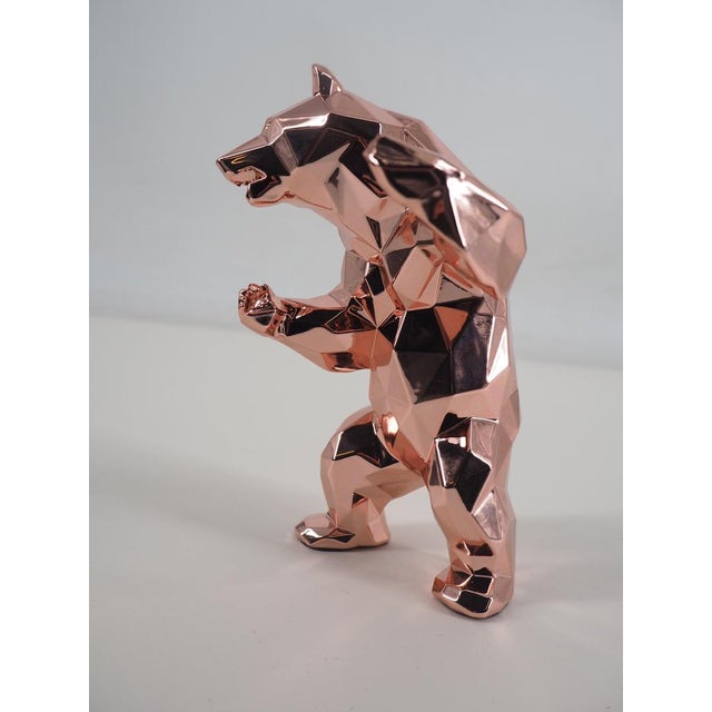Pink Gold Resin Standing Bear from Richard Orlinski For Sale - Image 4 of 7