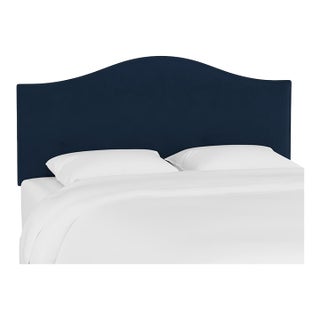 California King Camelback Headboard in Velvet Ink For Sale