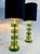 2000 - 2009 Italian Green Emerald Murano Glass Discs and Brass Lamps with Black Lampshades, 2000s, Set of 2 For Sale - Image 5 of 15