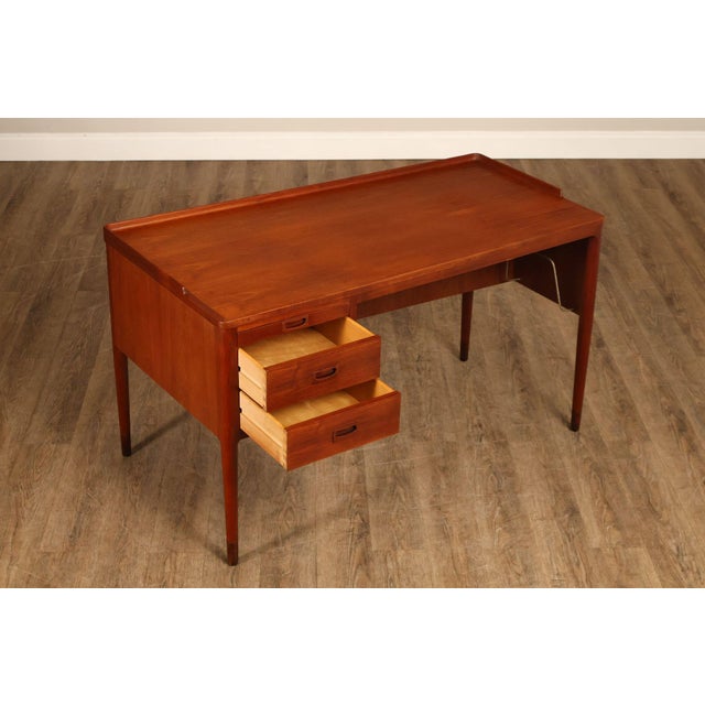 Danish Modern Teak Executive Writing Desk For Sale In Philadelphia - Image 6 of 18