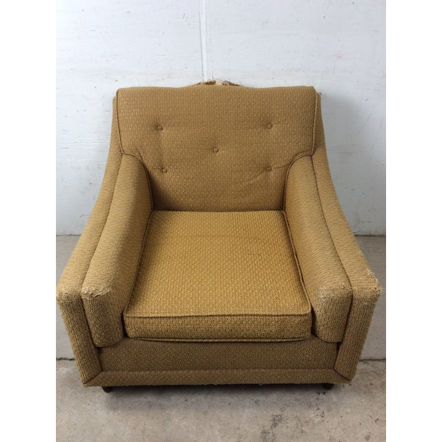 1960s Mid Century Modern Lounge Chair With Vintage Yellow Upholstery For Sale - Image 5 of 18