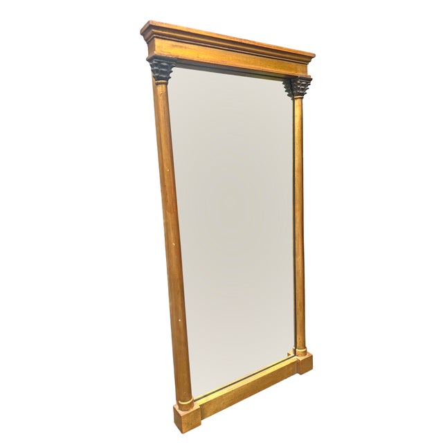 Traditional Vintage Column Gold Gilt Wood Wall Mirror Ornate Made in Italy For Sale - Image 3 of 6
