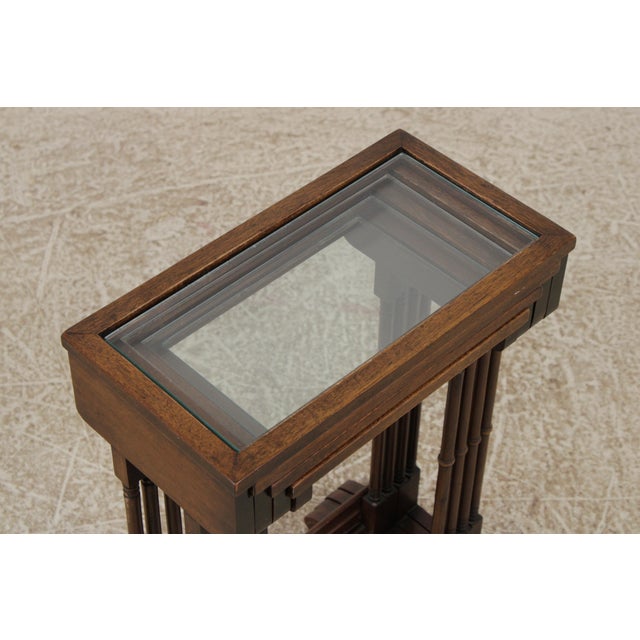 Vintage Brandt Set of 4 Glass Top Mahogany Nesting Tables For Sale - Image 10 of 15