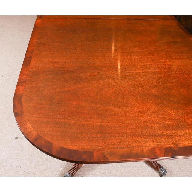 Vintage Regency Revival Triple Pillar Dining Table and Chairs, Set of 17 For Sale - Image 10 of 18