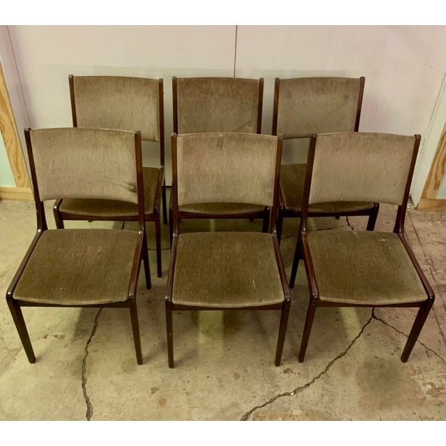Mid-Century Modern Set of Six Dining Room Chairs Made in Dark Wood by Faarstrup From 1960s For Sale - Image 3 of 11
