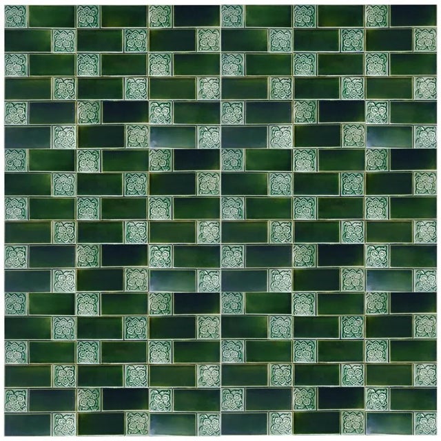 Large Antique Belgian Glazed Relief Tile, 1900 For Sale - Image 4 of 11