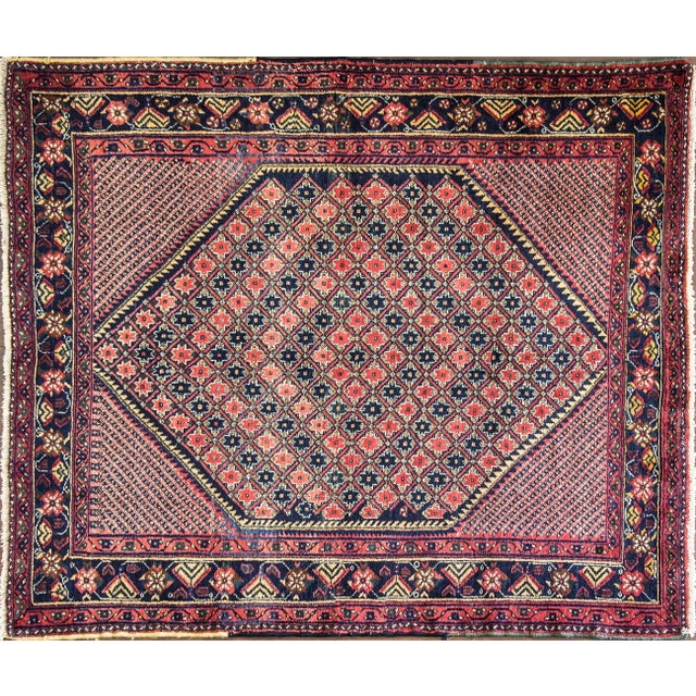 Great size almost square, unusual design and perfect condition Persian Bakhtiari rug. The Bakhtiari tribe, based in Chahar...