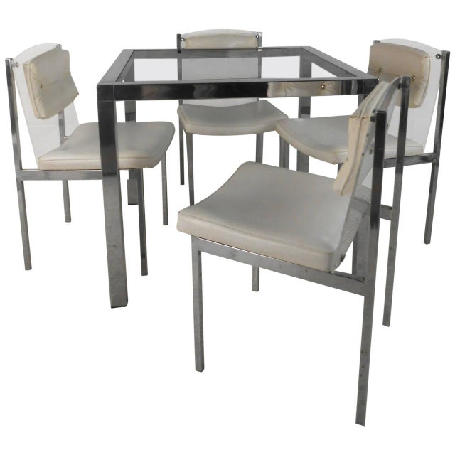 MidCentury Modern Chrome, Glass, and Lucite Dining Set Chairish