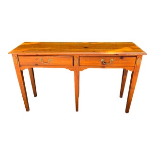 Late 20th Century Vintage Broyhill Knotty Pine Narrow Hall Foyer Console Table For Sale