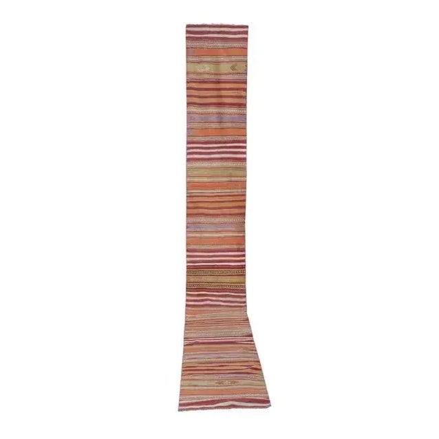 1960s Turkish Striped Kilim Runner Rug 2'2'' X 17'2'' For Sale - Image 13 of 13