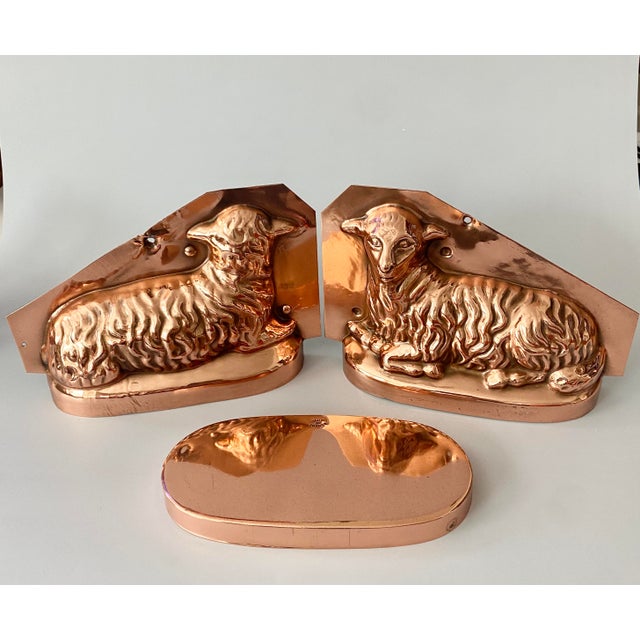 Vintage French Copper Chocolate Mold Sitting Lamb Easter For Sale - Image 11 of 18
