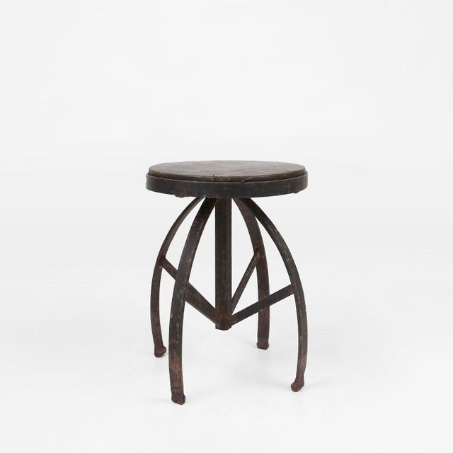 Industrial Black Metal Stool with Frame, France, 1920s For Sale - Image 15 of 15