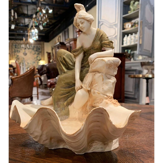 Art Nouveau Early 20th Century Czech Royal Dux Bohemian Carved Porcelain Woman Sculpture For Sale - Image 3 of 11