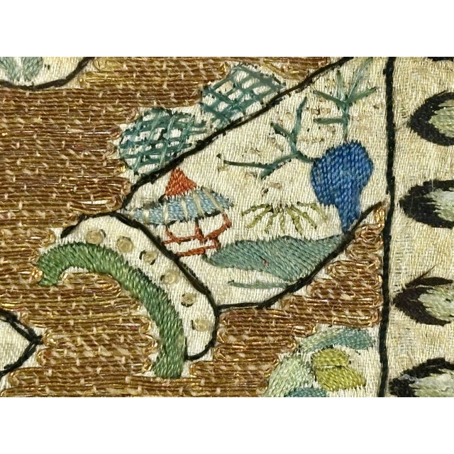 Antique Chinese Silk Embroidery Textile Panel Framed Tray For Sale - Image 9 of 10