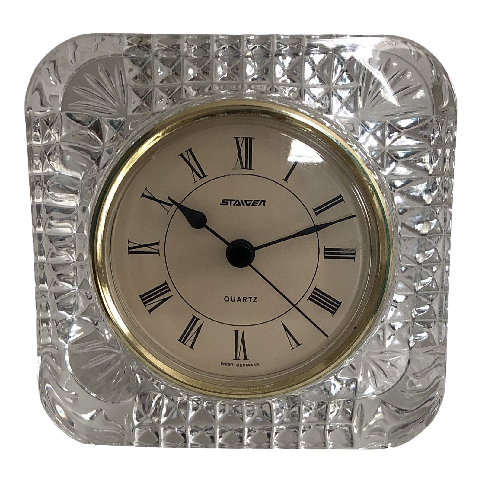 Vintage 1960s Staiger Lead Crystal West Germany Desk Clock Chairish