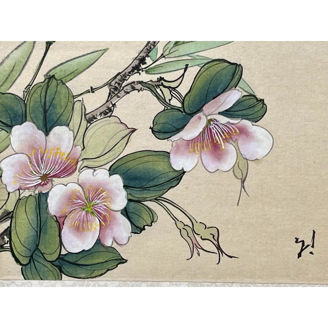 Vintage Original Chinese Watercolor Painting on Silk Flowers and Butterflies For Sale In New York - Image 6 of 8