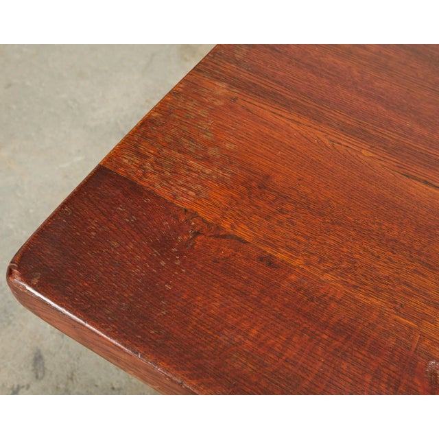 Country French Provincial Oak Farmhouse Trestle Dining Table For Sale - Image 9 of 13
