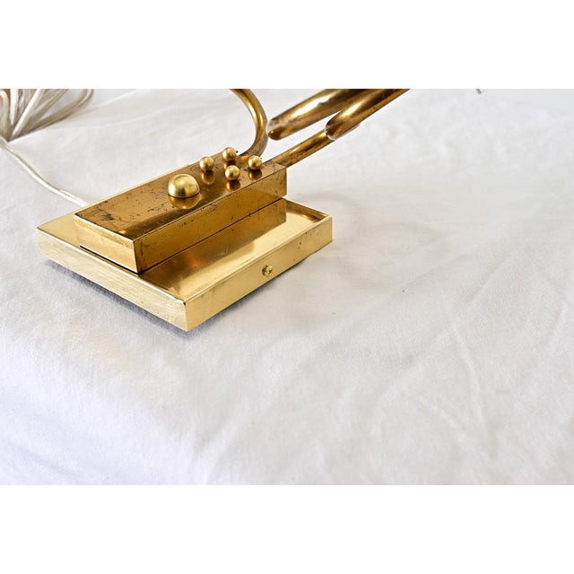 Mid 20th Century Vintage French Brass & Glass Wall Sconces - A Pair For Sale - Image 5 of 14