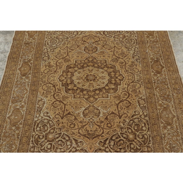 Rug & Kilim Antique Persian Tabriz Rug With Gold & Brown Floral Medallion - Rug & Kilim For Sale - Image 4 of 9