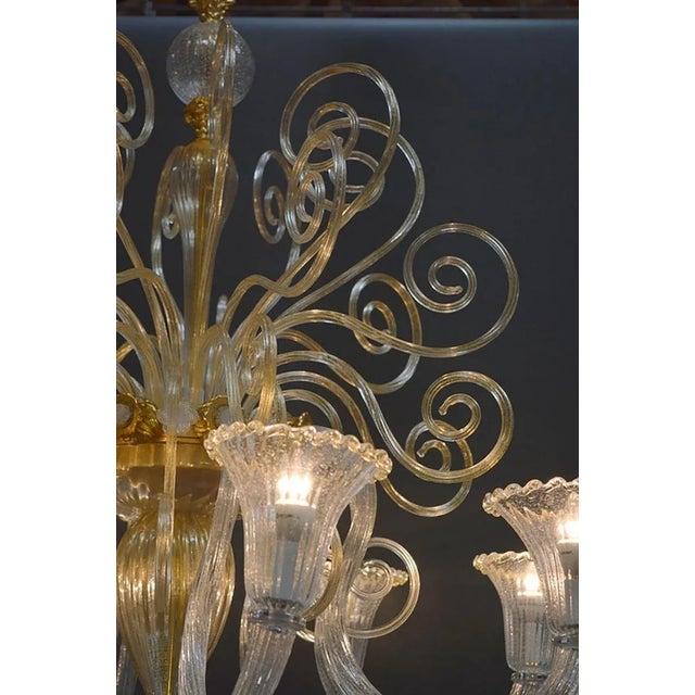 Venetian Murano chandelier with gold flecks.