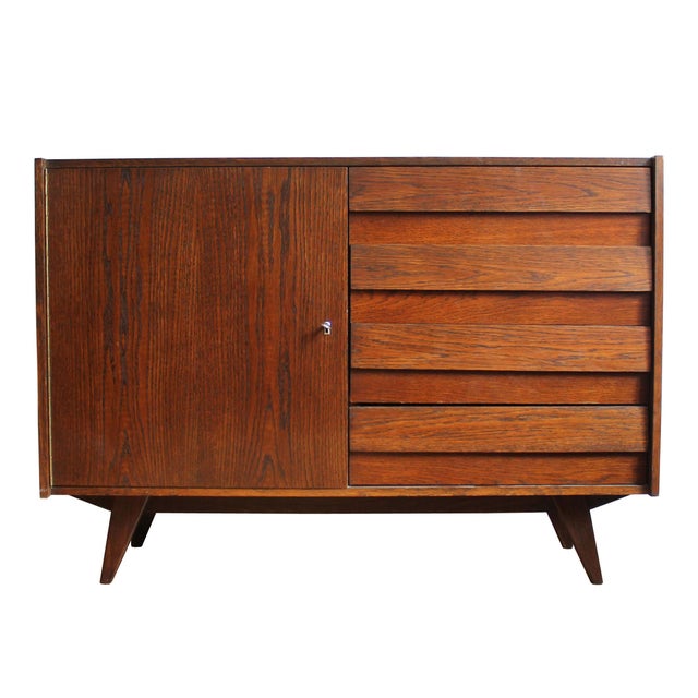 Vintage U-458 Sideboard in Dark Oak by Jiří Jiroutek for Interier Praha, Czechoslovakia, 1972 For Sale - Image 18 of 18