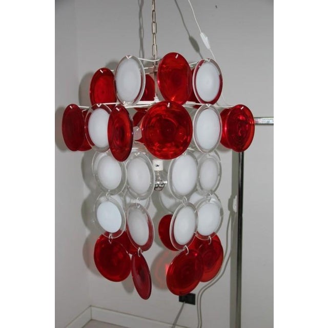 Red & White Chandelier from Vistosi, 1960 For Sale - Image 9 of 10