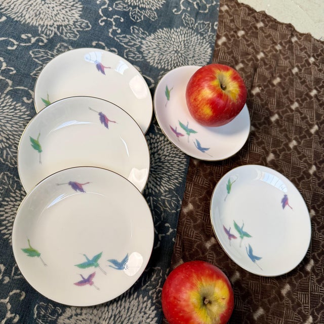 Mid-Century Modern Japanese Crane Plate Set, 1960s, Set of 5 For Sale - Image 3 of 11