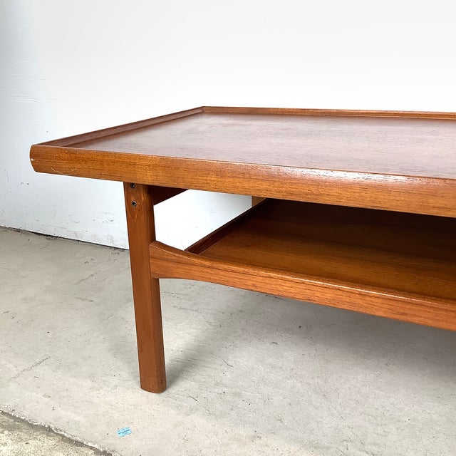 Burnt Umber Scandinavian Two-Tier Teak Coffee Table For Sale - Image 8 of 12