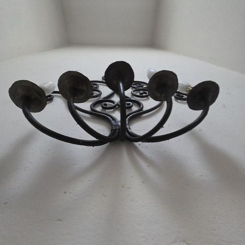 Metal Handcrafted Five-Light Wall Sconce in Wrought Iron with Scrolls For Sale - Image 7 of 10