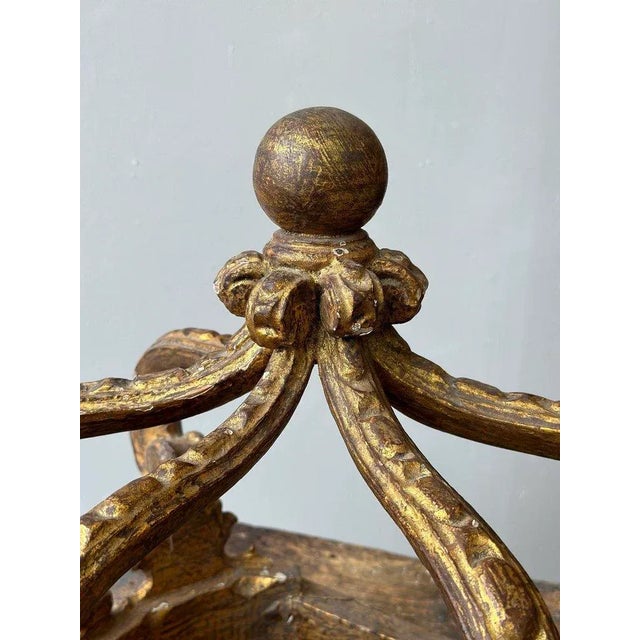 Paint Rare Antique European Gilt Gesso + Carved Wood Demilune Bed Crown / Corona, Circa Mid 19th Century For Sale - Image 7 of 12
