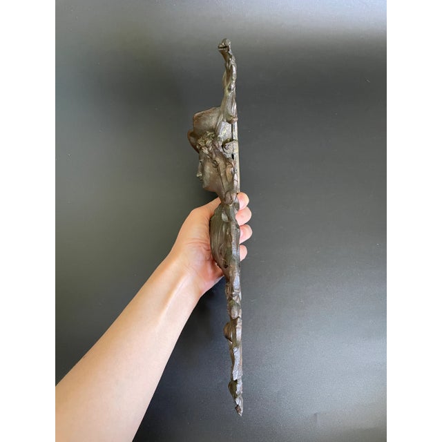 Late 19th Century Antique Bronze French Lady Sculptural Wall Match Holder For Sale - Image 5 of 12