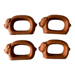 Set of 4 Vintage Terra Cotta Pig Napkin Rings