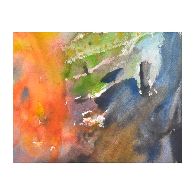 Orange & blue abstract watercolor by Les (Leslie Luverne) Anderson (American, 1928-2009). From the estate of Les Anderson...