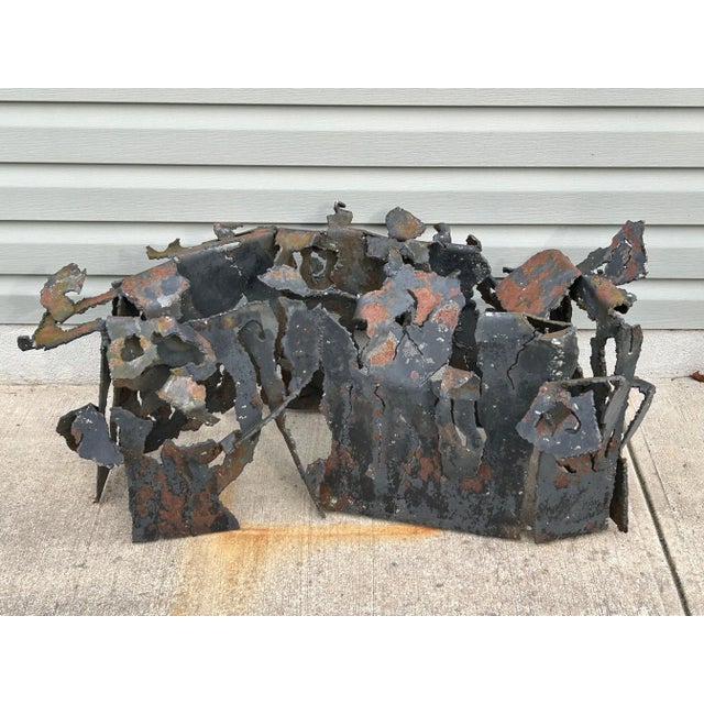 Metal 1970s Vintage Free Form Brutalist Style Steel Coffee Table Base For Sale - Image 7 of 7