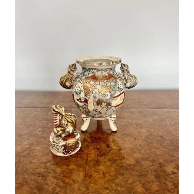 Satsuma Vase & Cover, 1900s For Sale - Image 4 of 7