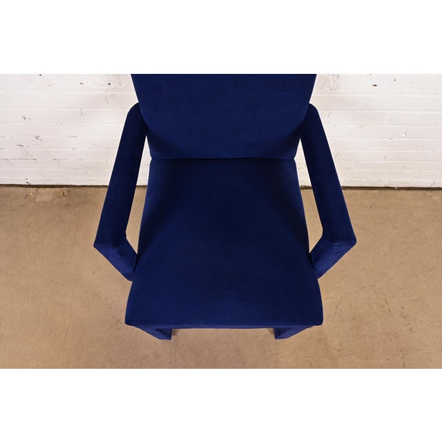 Wood Paul Evans for Directional Modern Parsons Upholstered Dining Chairs, Set of Eight For Sale - Image 7 of 10