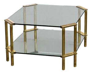 Coffee Table in Brass and Glass, 1970s