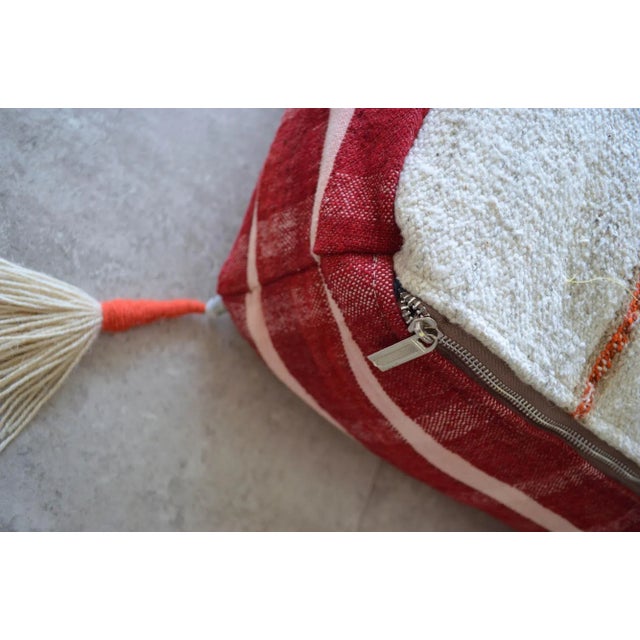 Textile Turkish Hand Woven Floor Pouf Cover For Sale - Image 7 of 8