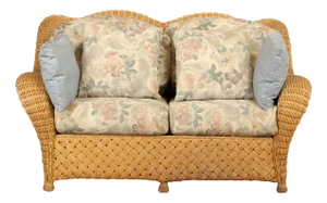 Quality Vintage Wicker Loveseat Sofa