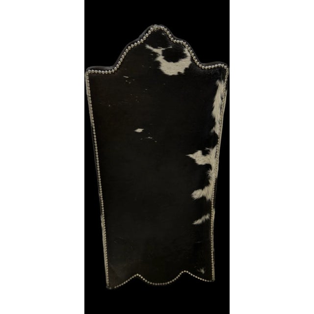 Contemporary Italian Black & White Cowhide Chair With Silver Nailhead Trim For Sale - Image 4 of 6