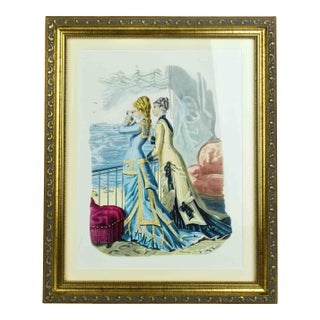 Early 20th Century Victorian Fashion Plate European Periodical Print Framed Reproduction For Sale
