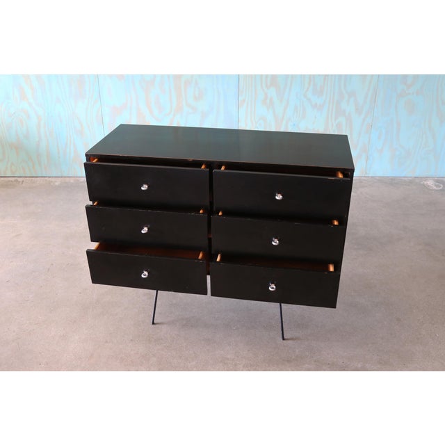 Black Early Paul McCobb 1950s Black Birch Cabinet on Iron Base Mid Century Modern For Sale - Image 8 of 13