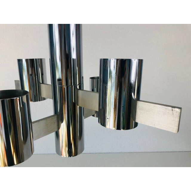 Gaetano Sciolari 1960s Chrome 4-Arm Chandelier by Gaetano Sciolari, Italy For Sale - Image 4 of 13
