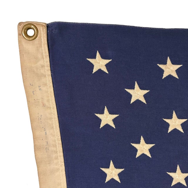 Vintage Cotton Embroidered American Flag For Sale - Image 4 of 5