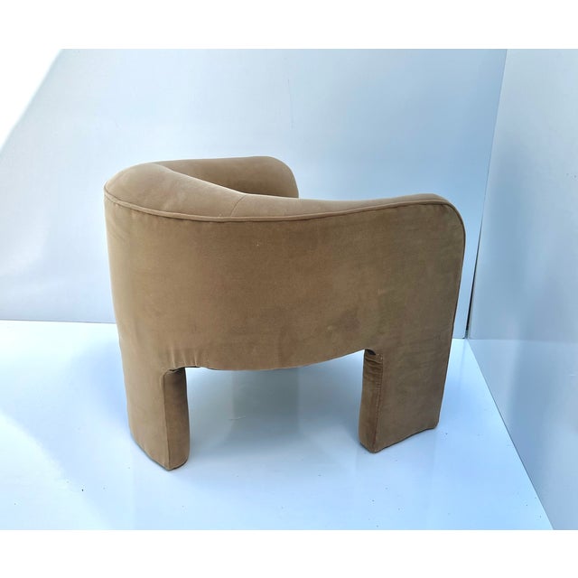 Vintage Low Back Barrel Club Chair in Camel Velvet - Set of 2 For Sale - Image 9 of 10