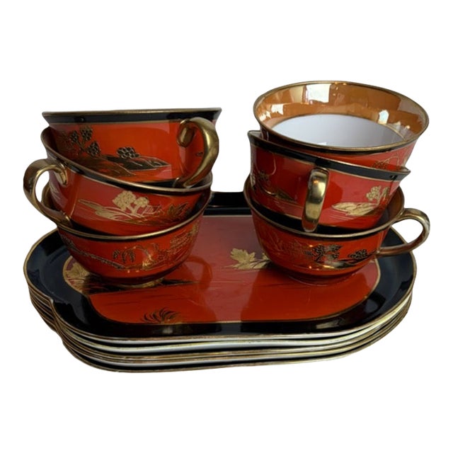 1920s Noritake Hand Painted Japanese Tea Set - 11pcs For Sale