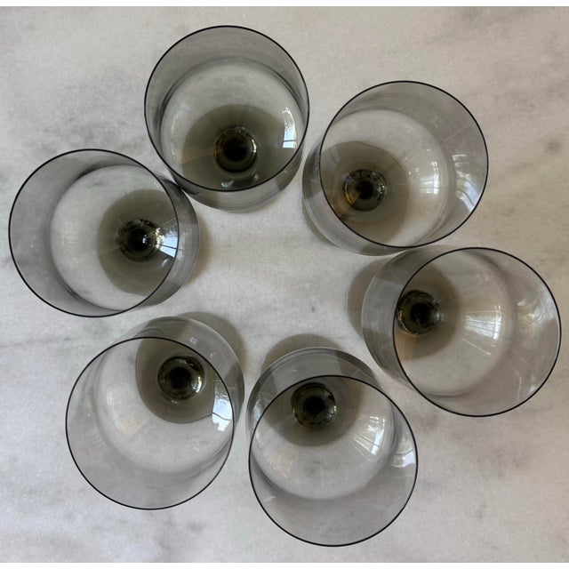 Set of 6 Vintage Orrefors Rhapsody Smoke Wine Glasses For Sale In Austin - Image 6 of 8