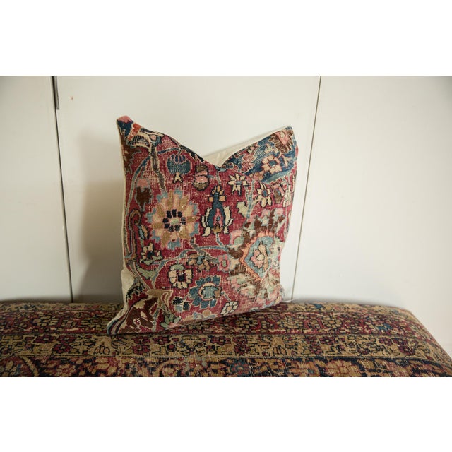 Old New House Vintage Meshed Rug Fragment Pillow For Sale - Image 4 of 7